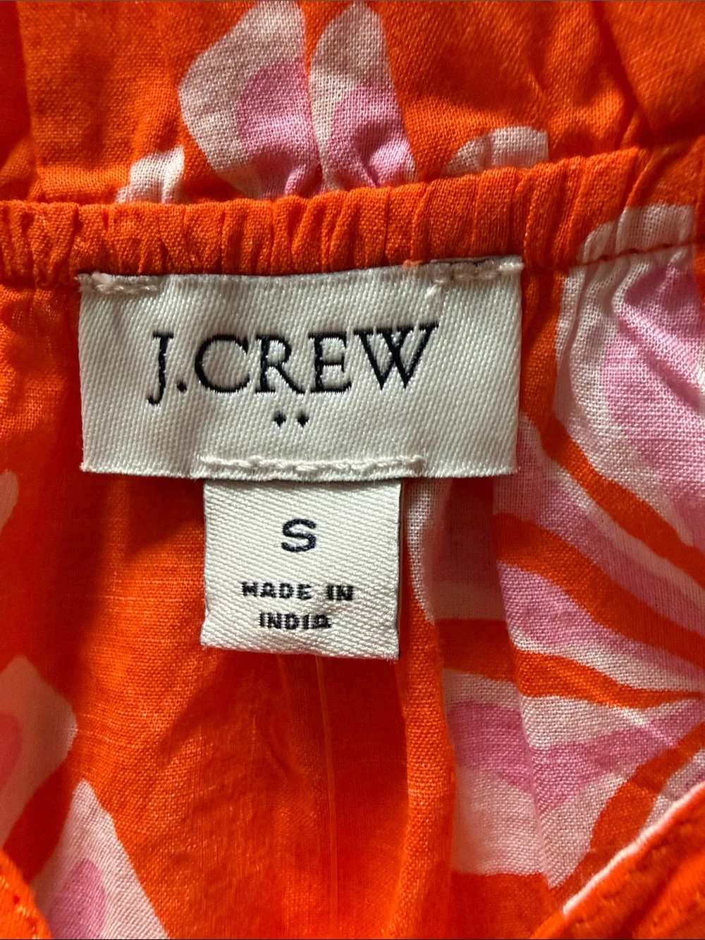 NWT J. Crew Cotton Orange Floral Tiered Dress with Pink Tassels Sz S